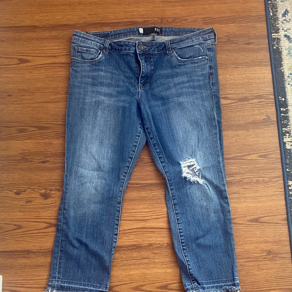Kut from the Kloth Blue Distressed Ankle Jeans
